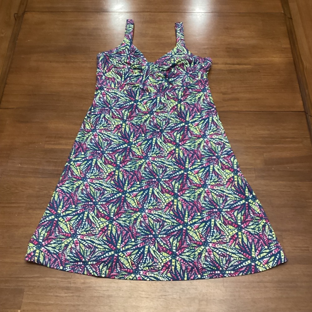 Patagonia Margot Dress Geometric Leaf Print Shelf Bra Large Normcore Athletic - Picture 8 of 8